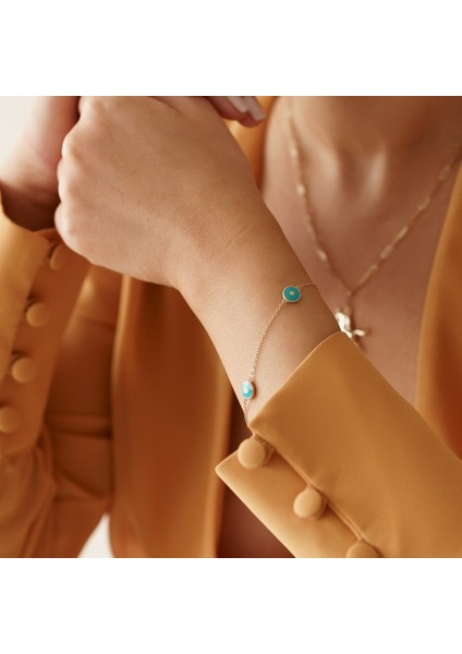 Mineli Üç Göz Altın Bileklik