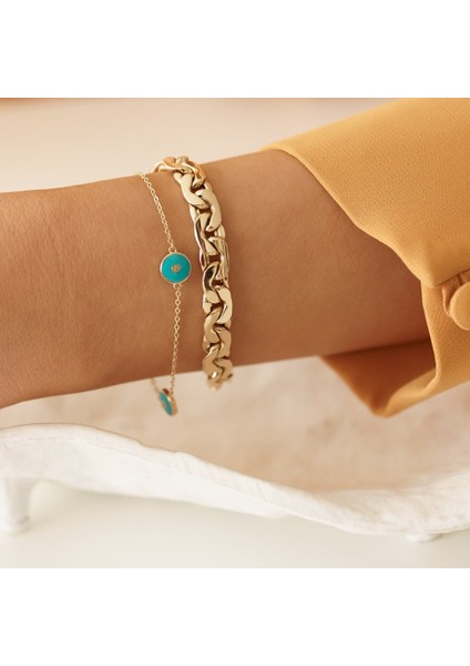 Mineli Üç Göz Altın Bileklik modelleri