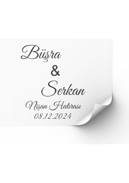 Nişan, Nikah Hatırası Çikolata Etiketi 4x4 cm 54 Adet