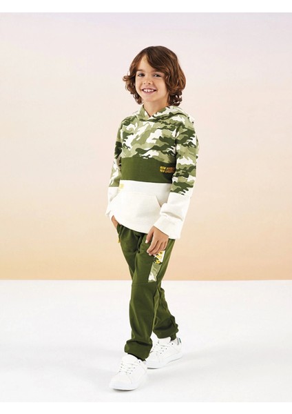 Lcw Kids Yeşil Kapüşonlu Baskılı Uzun Kollu Erkek Çocuk Sweatshirt