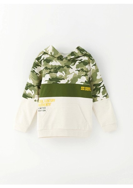 Lcw Kids Yeşil Kapüşonlu Baskılı Uzun Kollu Erkek Çocuk Sweatshirt indirimleri