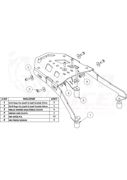 Sym Symphony 125 Topcase Çanta Demiri