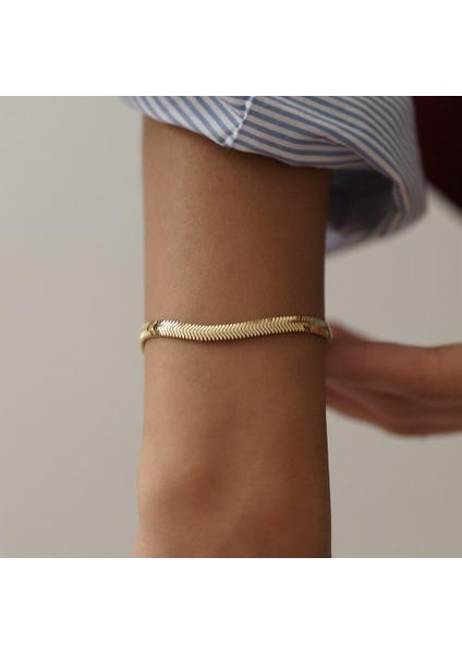 Kalın Yılan Zincir Altın Bileklik