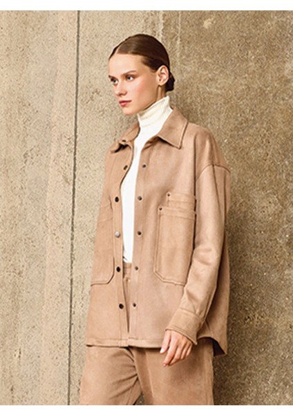 UW257013 Unıque Süet Kumaş Cep Detaylı Gömlek