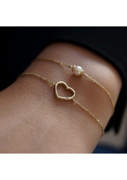 Kalp Minimal Altın Bileklik