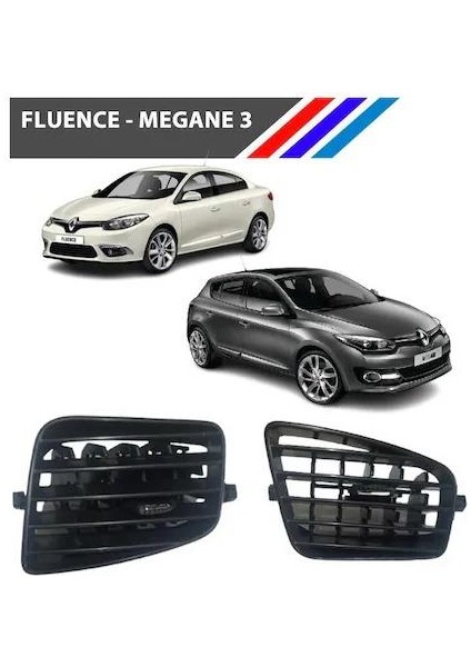 Fluence - Megane 3 Havalandırma Izgarası Orta Sol ve Sağ Takım Krom Uçlu 682606038R M3747