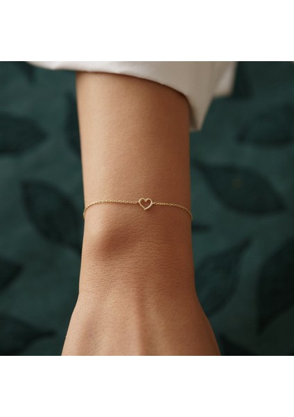 The Love Mini Tek Kalpli Altın Bileklik
