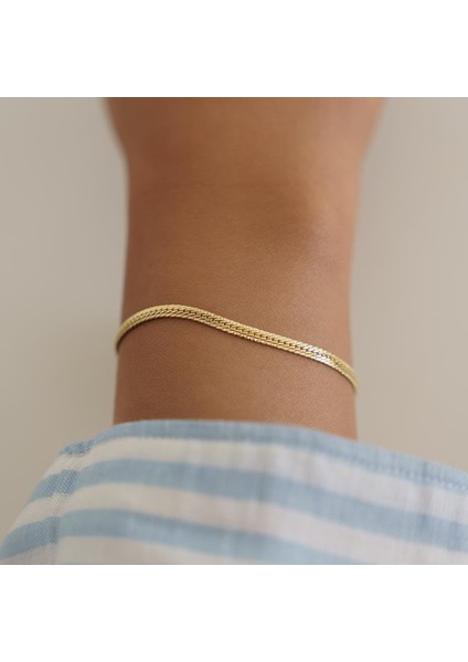 İnce Hasır Yılan Altın Bileklik