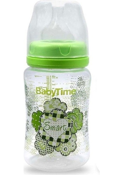 Baby Time BT075 Silikon Uçlu Geniş Ağız Biberon 250 ml Yeşil