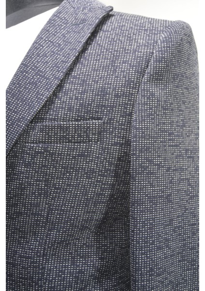 Gılapa Desenli Slimfit Erkek Tek Ceket Lacivert modelleri