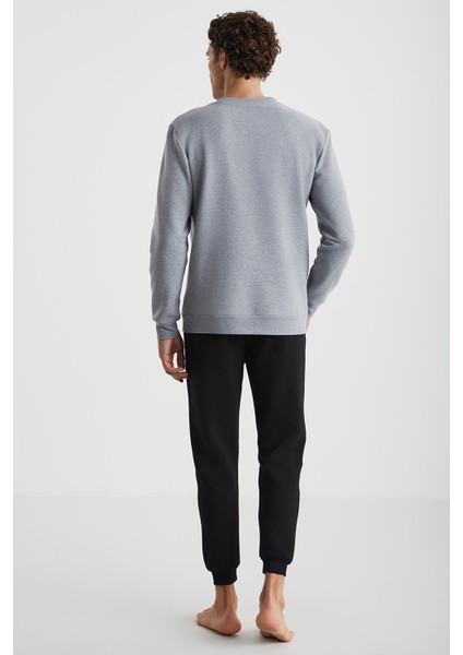 Lazy Nakışlı Erkek Pijama Sweatshirt modelleri