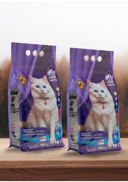 2X10 Litre Lavanta Kokulu Doğal Bentonit Kedi Kumu Premium Cat Litter Tozsuz ve Süper Topaklanan