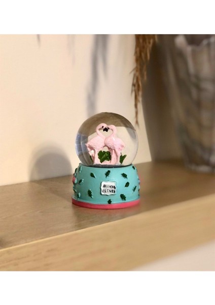 Mini Flamingo Kar Küresi Yeşil