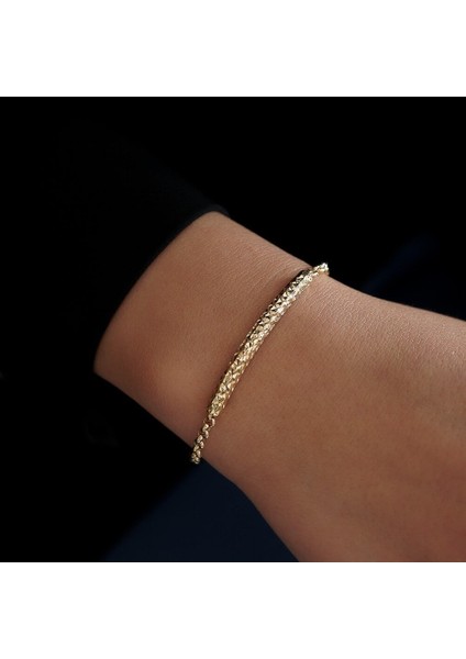 Taşsız Blok Altın Bileklik