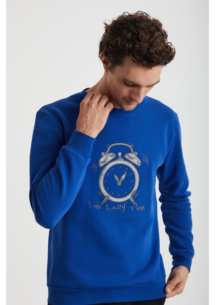 Time Saat Nakışlı Pijama Sweatshirt