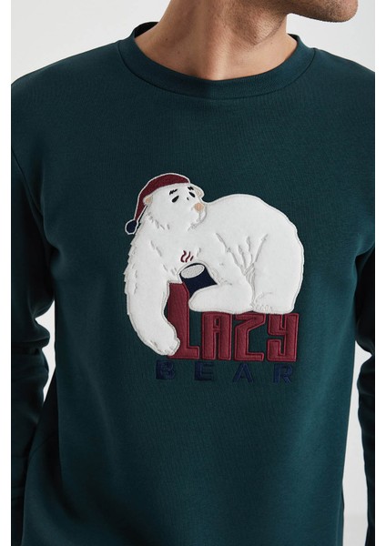 Lazy Nakışlı Erkek Pijama Sweatshirt fiyatları