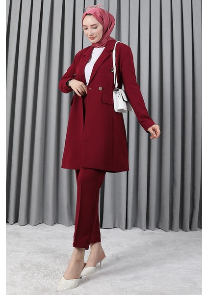 Blazer Ceket Takım Vişne modelleri