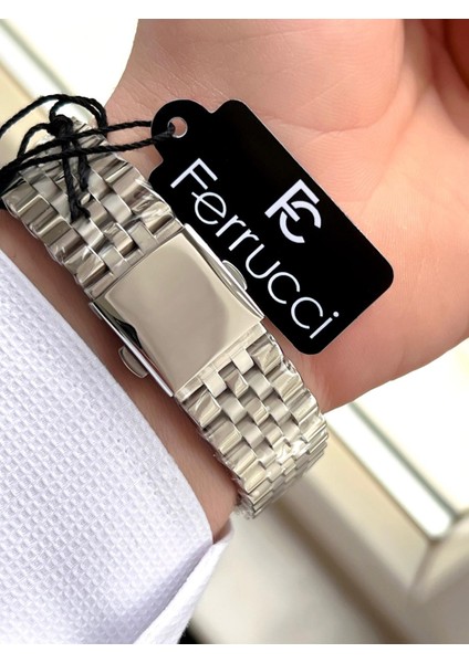 Rolex Model Çelik Kordon Takvimli Kadran 30 mt Suya Dayanıklı Erkek Kol Saati FEC.13029M03
