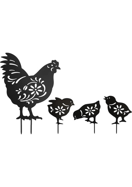 4 Tavuk Heykeli Canlı Heykeli Çim Patio Açı Için (Yurt Dışından) modelleri