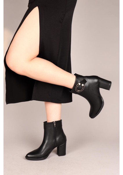 DALİA Kemerli-Tokalı Kadın Topuklu Bot SİYAH fırsatları