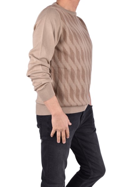 BRG-21174 Bisiklet Yaka Desenli Kazak/vizon/l modelleri