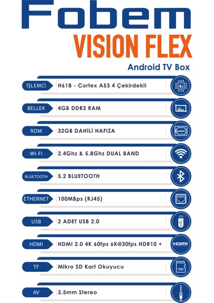 Vision Flex 6k Android Tv Box Medya Oynatıcı - Ses Komutlu Wi-Fi 4 GB Ram 32 GB Hafıza