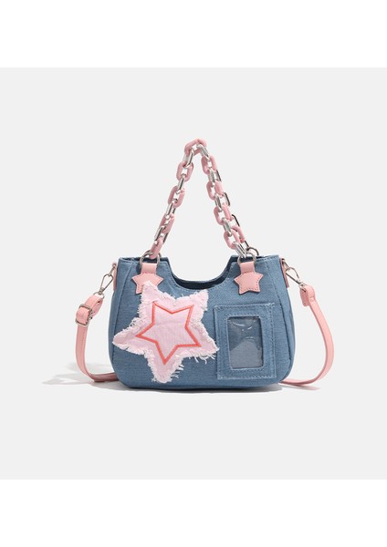 Denim Crossbody Omuz Çantası (Yurt Dışından)