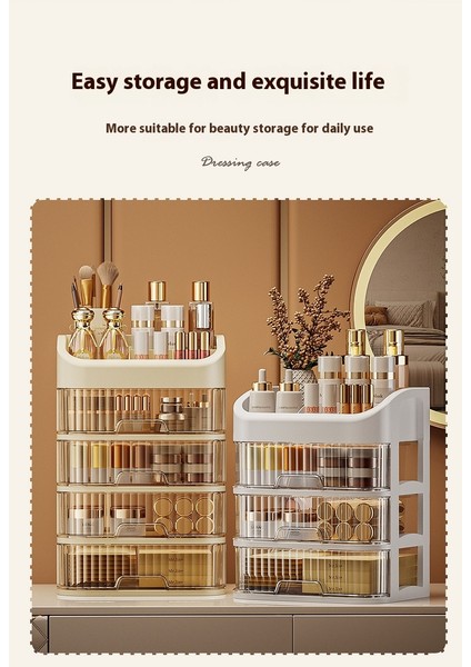 Üç Katı Kozmetik Saklama Kutusu, Masaüstü Depolama, Toz Geçirmez, Hafif Lüks Cilt Bakım Ürünleri, Yüz Maskeleri, Rujlar, Sınır Ötesi Plastik Saklama Rafları (Yurt Dışından) modelleri