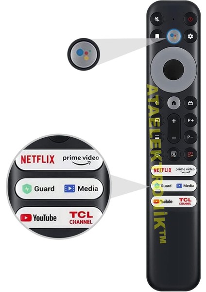 %100 ORİJİNAL ÜRÜN - SES KOMUTLU - Tcl 55P635 65C645 50P735 58P633 55C745 Uydu Alıcılı 4K Ultra Hd Google LED Tv Kumandası - Ses Komutlu - Orjinal Ürün