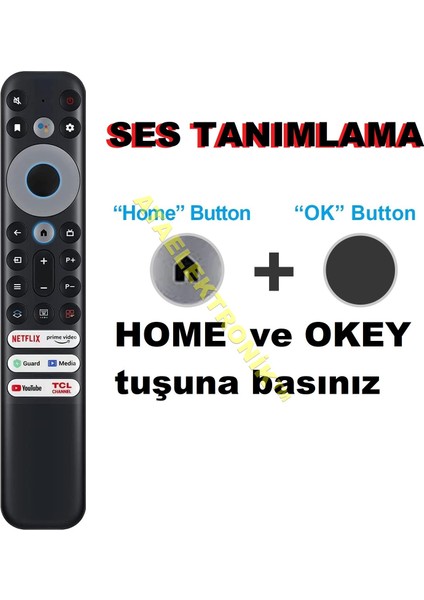 %100 ORİJİNAL ÜRÜN - SES KOMUTLU - Tcl 55P635 65C645 50P735 58P633 55C745 Uydu Alıcılı 4K Ultra Hd Google LED Tv Kumandası - Ses Komutlu - Orjinal Ürün