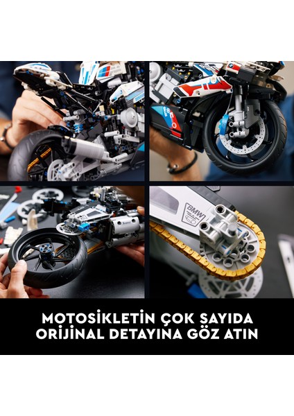 ® Technic BMW M 1000 RR 42130 Yetişkinler için Şık bir Motosiklet Modeli Yapım Seti (1925 Parça)