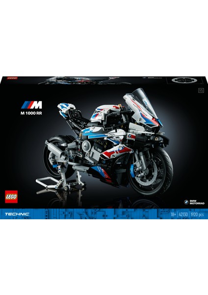 ® Technic BMW M 1000 RR 42130 Yetişkinler için Şık bir Motosiklet Modeli Yapım Seti (1925 Parça)