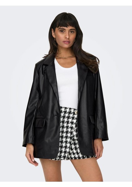 Onllana Kadın Midi Uzun Kol Düz Siyah Ceket Günlük Kullanım İçin Şık Tasarım