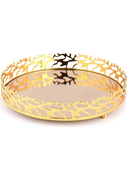 Gold Metal Yuvarlak Tepsi Küçük