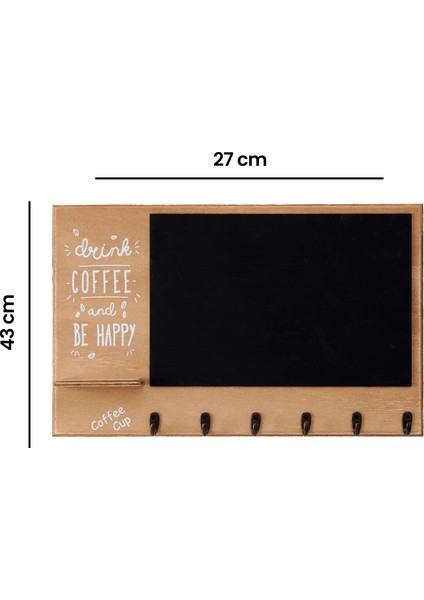 Dekoratif Kahve Köşesi Ahşap Askılık - Kahverengi - 43X27 cm