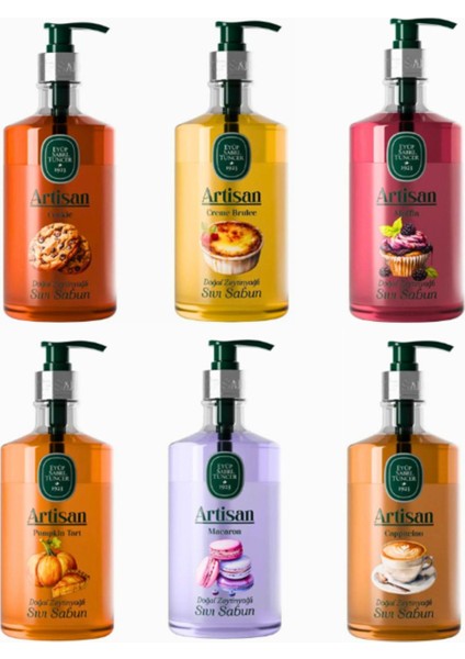 Artisan Sıvı Sabun Seti Pumpkin Tart, Macaron, Muffin, Creme Brulee, Cappucino ve Cookie