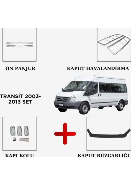 Aksesuar Transit 2003-2013 Set Ön Panjur - Kapı Kolu - Kaput Havalandırma- Kaput Rüzgarlığı (Hediye)