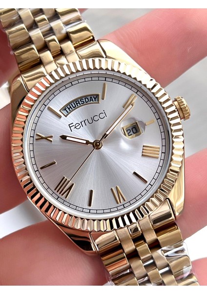 Rolex Model Çelik Kordon Takvimli Kadran 30 mt Suya Dayanıklı Erkek Kol Saati FEC.13029M07