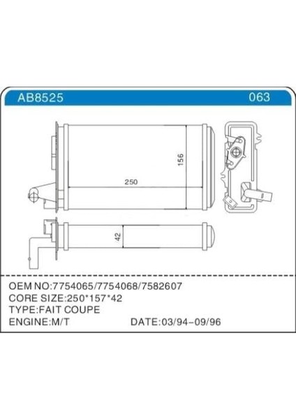Kalorifer Radyatörü Fıat Tempra 95 01 Tipo 95 01 Alfa Romeo 145 95 01 146 94 01 155 92 97