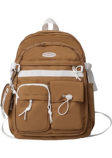 Okul Çantası Kadın Lise Üniversite Öğrencileri Basit Tüm Maç Büyük Kapasiteli Sırt Çantası (Yurt Dışından)