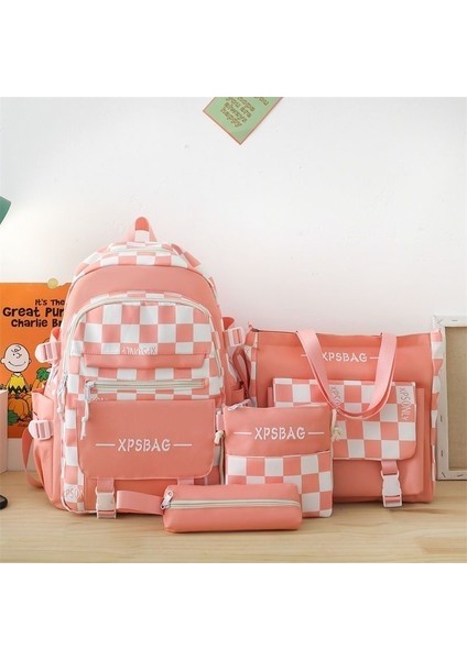 Dört Parça Okul Çantası Kız Öğrenci Sırt Çantası Üçüncü ve Altıncı Sınıf Ortaokul Sırt Çantası (Yurt Dışından)