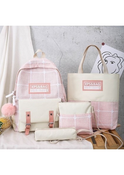 Dört Parça Okul Çantası Kadın Ilkokul Öğrenci Çantası Büyük Kapasiteli Ortaokul Öğrencisi Sırt (Yurt Dışından)