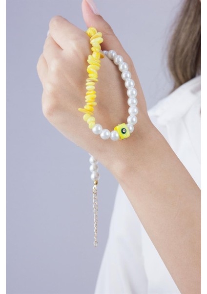 Turuncu Madalyon Uçlu Doğal Taş ve Inci Kolye modelleri