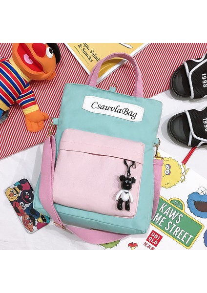 Kadın Çok Fonksiyonlu Kanvas Çanta, Kadın Sevimli Büyük Kapasiteli Sırt Çantası, Modaya Uygun ve Çok Yönlü Tek Omuzlu Çift Amaçlı Sırt Çantası (Yurt Dışından)