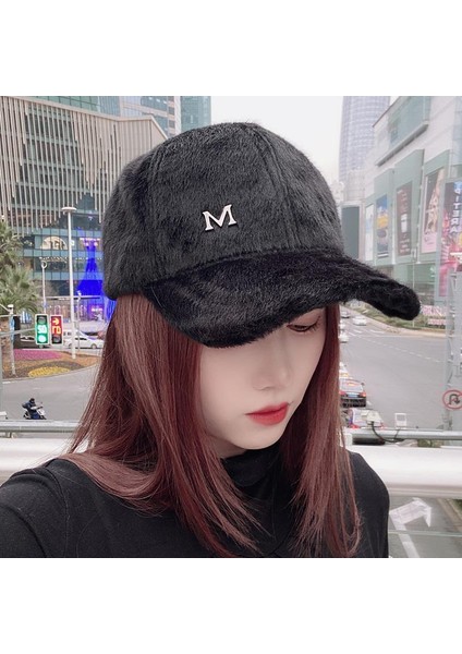 Sonbahar ve Kış Aylarında Kadınlar Için Tavşan Kürkü Peluş Şapka Kalınlaşmış Sıcak Sivri Uçlu Kap Çok Yönlü Kışlık Beyzbol Şapkası (Yurt Dışından)