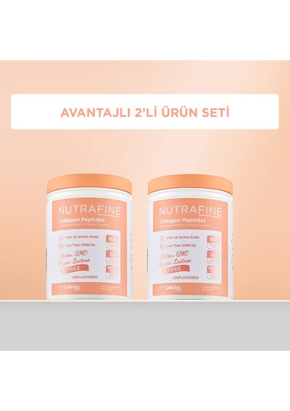 Avantajlı 2'li Set Bovine Collagen Katkısız Doğal Tatsız ve Kokusuz %100 Çifte Hidrolize Kolajen