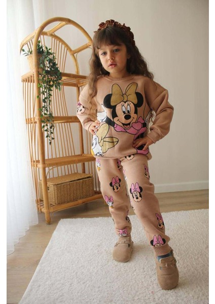 Kız Çocuk Mickey Modelli Pamuk Bisiklet Yaka 3 Ip Şardonsuz Takım fiyatları