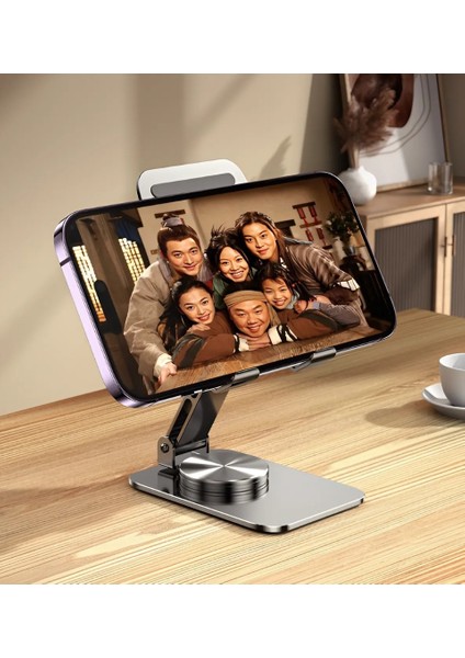 K18 Metal Masaüstü Telefon Tutucu Tablet Standı Katlanabilir 360 Derece Dönen Ayarlanabilir Stand