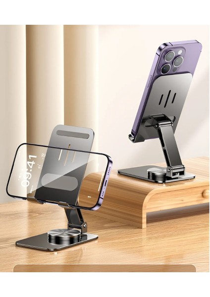K18 Metal Masaüstü Telefon Tutucu Tablet Standı Katlanabilir 360 Derece Dönen Ayarlanabilir Stand fırsatları