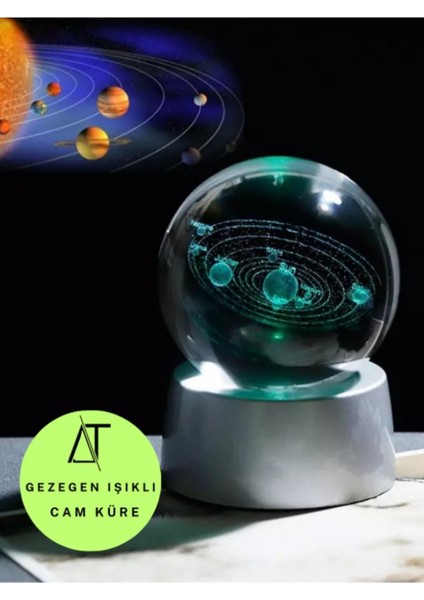 Dekoratif Mini Gece Lambası Samanyolu Ay Gezegen Işıklı Cam Küre, Işıklı Kristal Top 6 cm Çapında fiyatları